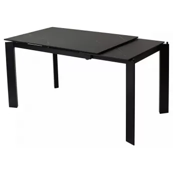 Стол обеденный Q-Home Corner, 120/170 см, раздвижной, керамика матовая Black Marble Solid Ceramic / каркас чёрный, QH614M03982