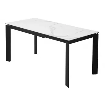 Стол обеденный Q-Home Corner, 120/170 см, раздвижной, керамика белая матовая Statuario, стекло / каркас чёрный, QH614М04880
