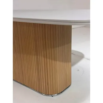 Стол обеденный Q-Home Tampa, 180 см, фиксированный, Белая матовая керамика / Каркас OAK, QH630M05753