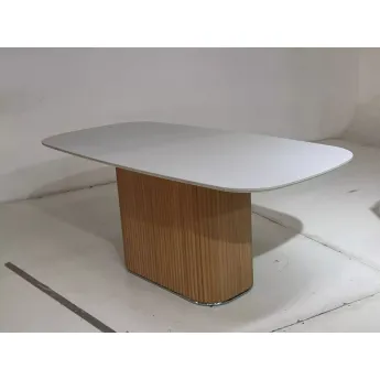 Стол обеденный Q-Home Tampa, 180 см, фиксированный, Белая матовая керамика / Каркас OAK, QH630M05753