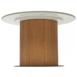 Стол обеденный Q-Home Mesa, D120 см, фиксированный, мрамор матовая керамика / Каркас OAK, QH630M05517