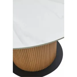 Стол обеденный Q-Home Mesa, D120 см, фиксированный, мрамор матовая керамика / Каркас OAK, QH630M05517