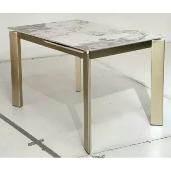 Стол обеденный Q-Home Corner, 120/170 см, раздвижной, глянцевая керамика Luxury Pandora Ceramic / каркас шампань, QH614M05880