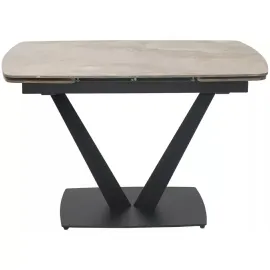 Стол обеденный Q-Home Alatri, 120/150/180 см, раздвижной, глянцевая керамика Amber Jade Solid / каркас черный, QH614M05548