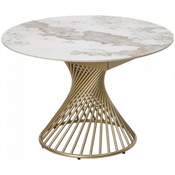 Стол обеденный Q-Home Bueno, 120/180 см, раздвижной, глянцевая керамика Luxury Pandora Solid / каркас шампань, QH614M05881