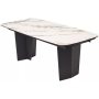 Стол обеденный Q-Home Mikkel, 200/300 см, раздвижной, мрамор матовая керамика / каркас черный, QH626М05809