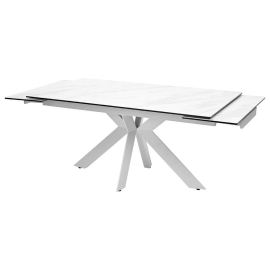 Стол обеденный Q-Home Belluno, 160/240 см, раздвижной, белый мрамор матовая керамика / каркас белый, QHDECDF1932TKL99WHT