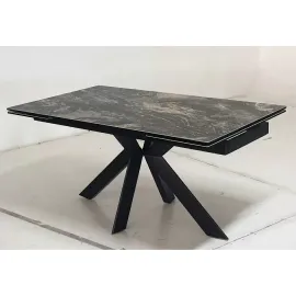 Стол обеденный Q-Home Belluno, 160/240 см, раздвижной, мрамор матовая керамика / каркас черный, QH614M05693