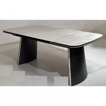 Стол обеденный Q-Home Valdemar, 180/260 см, раздвижной, белый мрамор матовая керамика / каркас темно-серый, QH626М05801