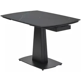 Стол обеденный Q-Home Balde, 140/200 см, раздвижной, матовая керамика Black Marble Solid / каркас черный, QH614M05568