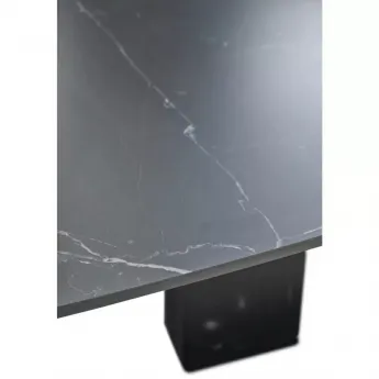 Стол обеденный Q-Home Balde, 140/200 см, раздвижной, матовая керамика Black Marble Solid / каркас черный, QH614M05568