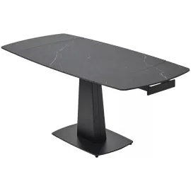 Стол обеденный Q-Home Balde, 140/200 см, раздвижной, матовая керамика Black Marble Solid / каркас черный, QH614M05568
