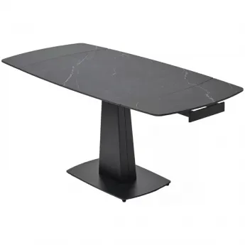 Стол обеденный Q-Home Balde, 140/200 см, раздвижной, матовая керамика Black Marble Solid / каркас черный, QH614M05568