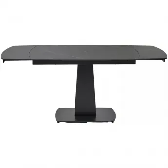 Стол обеденный Q-Home Balde, 140/200 см, раздвижной, матовая керамика Black Marble Solid / каркас черный, QH614M05568