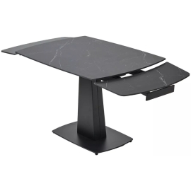 Стол обеденный Q-Home Balde, 140/200 см, раздвижной, матовая керамика Black Marble Solid / каркас черный, QH614M05568