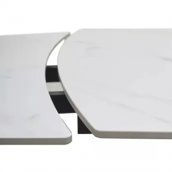 Стол обеденный Q-Home Balde, 140/200 см, раздвижной, белый мрамор матовая керамика Solid / каркас черный, QH614M05567