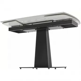 Стол обеденный Q-Home Balde, 140/200 см, раздвижной, белый мрамор матовая керамика Solid / каркас черный, QH614M05567