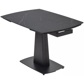 Стол обеденный Q-Home Balde, 120/180 см, раздвижной, матовая керамика Black Marble Solid / каркас черный, QH614M05564