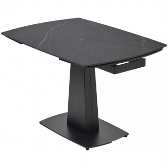 Стол обеденный Q-Home Balde, 120/180 см, раздвижной, матовая керамика Black Marble Solid / каркас черный, QH614M05564