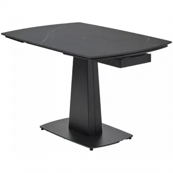 Стол обеденный Q-Home Balde, 120/180 см, раздвижной, матовая керамика Black Marble Solid / каркас черный, QH614M05564