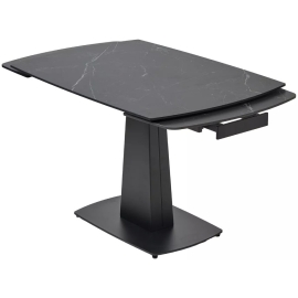 Стол обеденный Q-Home Balde, 120/180 см, раздвижной, матовая керамика Black Marble Solid / каркас черный, QH614M05564