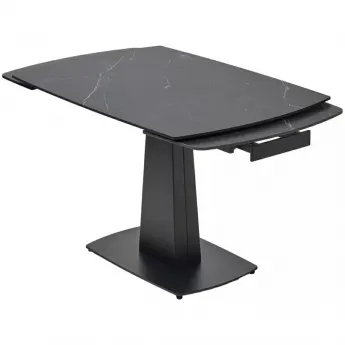 Стол обеденный Q-Home Balde, 120/180 см, раздвижной, матовая керамика Black Marble Solid / каркас черный, QH614M05564
