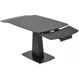 Стол обеденный Q-Home Balde, 120/180 см, раздвижной, матовая керамика Black Marble Solid / каркас черный, QH614M05564