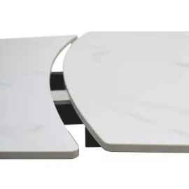 Стол обеденный Q-Home Balde, 120/180 см, раздвижной, белый мрамор матовая керамика Solid / каркас черный, QH614M05563