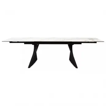 Стол обеденный Q-Home Ivar, 180/260 см, раскладной, мрамор матовая керамика Marbles KL-188 / каркас черный, QH626M04353