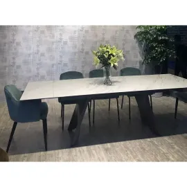 Стол обеденный Q-Home Ivar, 180/260 см, раскладной, белый мрамор матовая керамика / каркас темно-серый, QHROCAVA9649GNKL99