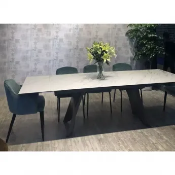 Стол обеденный Q-Home Ivar, 180/260 см, раскладной, белый мрамор матовая керамика / каркас темно-серый, QHROCAVA9649GNKL99