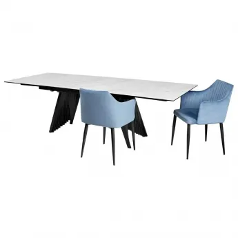 Стол обеденный Q-Home Ivar, 180/260 см, раскладной, белый мрамор матовая керамика / каркас темно-серый, QHROCAVA9649GNKL99