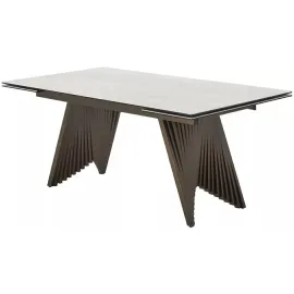 Стол обеденный Q-Home Ivar, 180/260 см, раскладной, серый мрамор матовая керамика / каркас шоколадное золото, QH626M05917