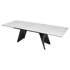 Стол обеденный Q-Home Ivar, 180/260 см, раскладной, мрамор матовая керамика Marbles KL-188 / каркас темно-серый, QH626M05303