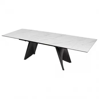 Стол обеденный Q-Home Ivar, 180/260 см, раскладной, мрамор матовая керамика Marbles KL-188 / каркас темно-серый, QH626M05303