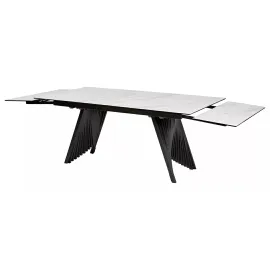 Стол обеденный Q-Home Ivar, 180/260 см, раскладной, мрамор матовая керамика Marbles KL-188 / каркас темно-серый, QH626M05303