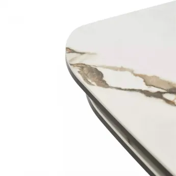 Стол обеденный Q-Home Birger, 200/300 см, раскладной, контрастный мрамор матовая керамика / каркас темно-серый, QH626M05888