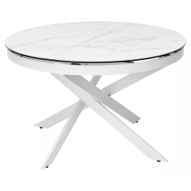 Стол обеденный Q-Home Trento, 120/170 см, раскладной, белый мрамор глянцевая керамика / каркас белый, QHDECDF286THGSTATWHT