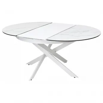 Стол обеденный Q-Home Trento, 120/170 см, раскладной, белый мрамор глянцевая керамика / каркас белый, QHDECDF286THGSTATWHT