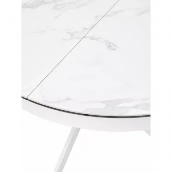Стол обеденный Q-Home Trento, 120/170 см, раскладной, белый мрамор глянцевая керамика / каркас белый, QHDECDF286THGSTATWHT