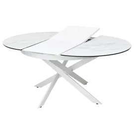 Стол обеденный Q-Home Trento, 120/170 см, раскладной, белый мрамор глянцевая керамика / каркас белый, QHDECDF286THGSTATWHT