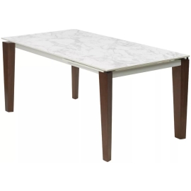 Стол обеденный Q-Home Esmir, 180/240 см, раздвижной, матовая керамика Arabescato Solid / каркас орех, QH614M05811