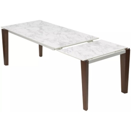 Стол обеденный Q-Home Esmir, 180/240 см, раздвижной, матовая керамика Arabescato Solid / каркас орех, QH614M05811