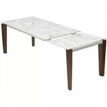 Стол обеденный Q-Home Esmir, 180/240 см, раздвижной, матовая керамика Arabescato Solid / каркас орех, QH614M05811