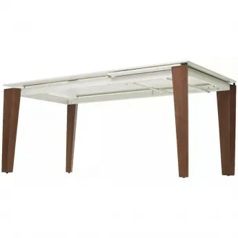 Стол обеденный Q-Home Esmir, 180/240 см, раздвижной, матовая керамика Arabescato Solid / каркас орех, QH614M05811