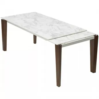 Стол обеденный Q-Home Esmir, 180/240 см, раздвижной, матовая керамика Arabescato Solid / каркас орех, QH614M05811