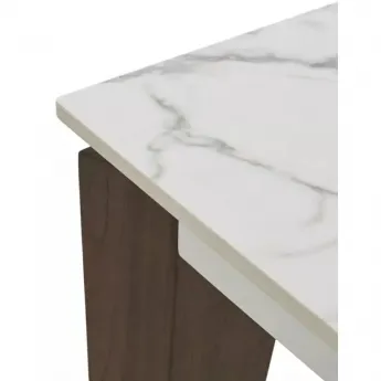Стол обеденный Q-Home Esmir, 180/240 см, раздвижной, матовая керамика Arabescato Solid / каркас орех, QH614M05811