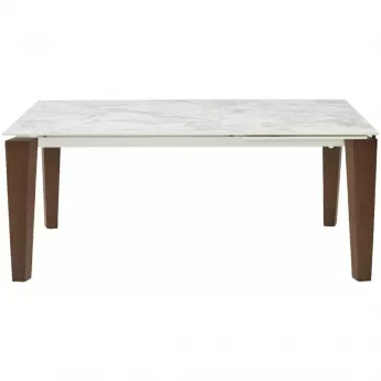 Стол обеденный Q-Home Esmir, 160/220 см, раздвижной, матовая керамика Arabescato Solid / каркас орех, QH614M05909