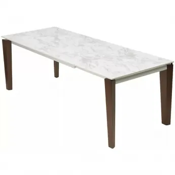 Стол обеденный Q-Home Esmir, 160/220 см, раздвижной, матовая керамика Arabescato Solid / каркас орех, QH614M05909