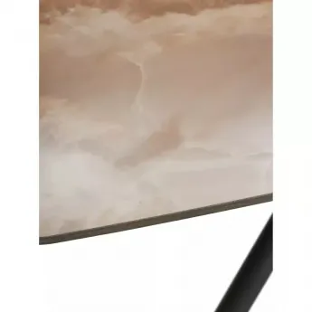 Стол обеденный Q-Home Rivoli, 140/200 см, раздвижной, глянцевая керамика Amber Jade Solid / каркас черный, QH614M05544